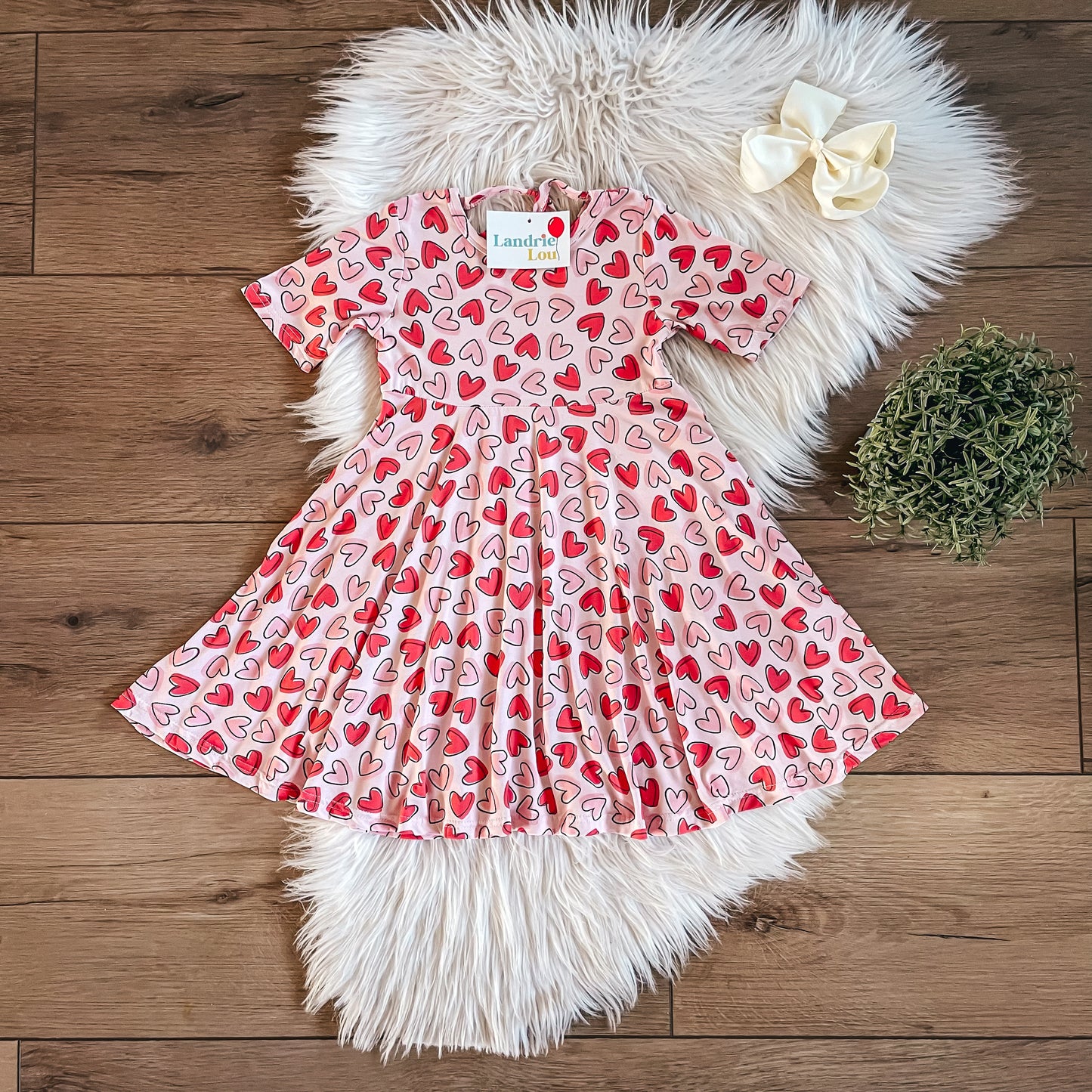 Blushing Hearts Twirl Dress by Landrie Lou